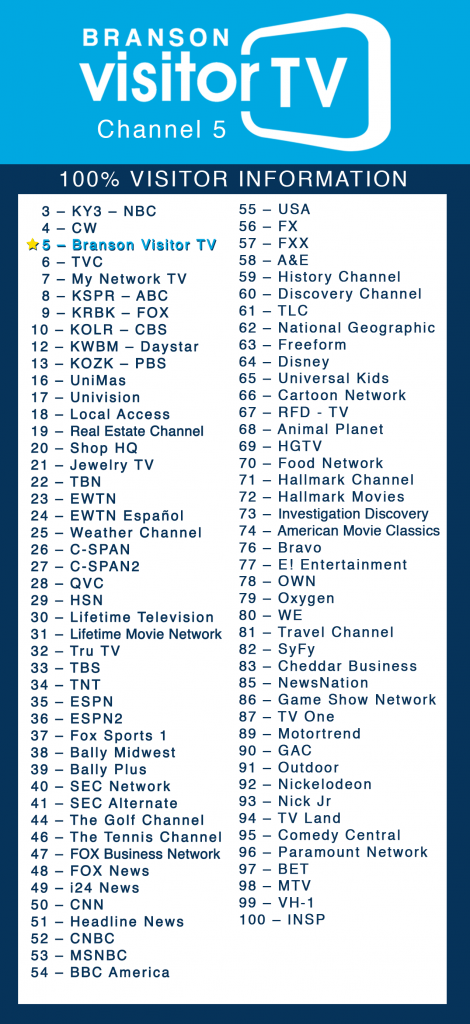 Channel List for Branson, MO