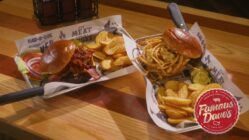 Barbecue burgers with crispy onions and kettle chips at Famous Dave's in Branson